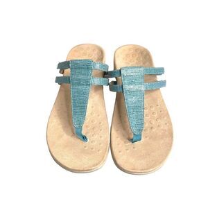 Vionic Elvia Orthotic slide Sandals‎ Sz 11 turquoise blue boho